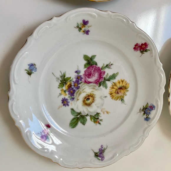4 Mitterteich Bavaria 'Meissen Floral' desert plates - Picture 4 of 7